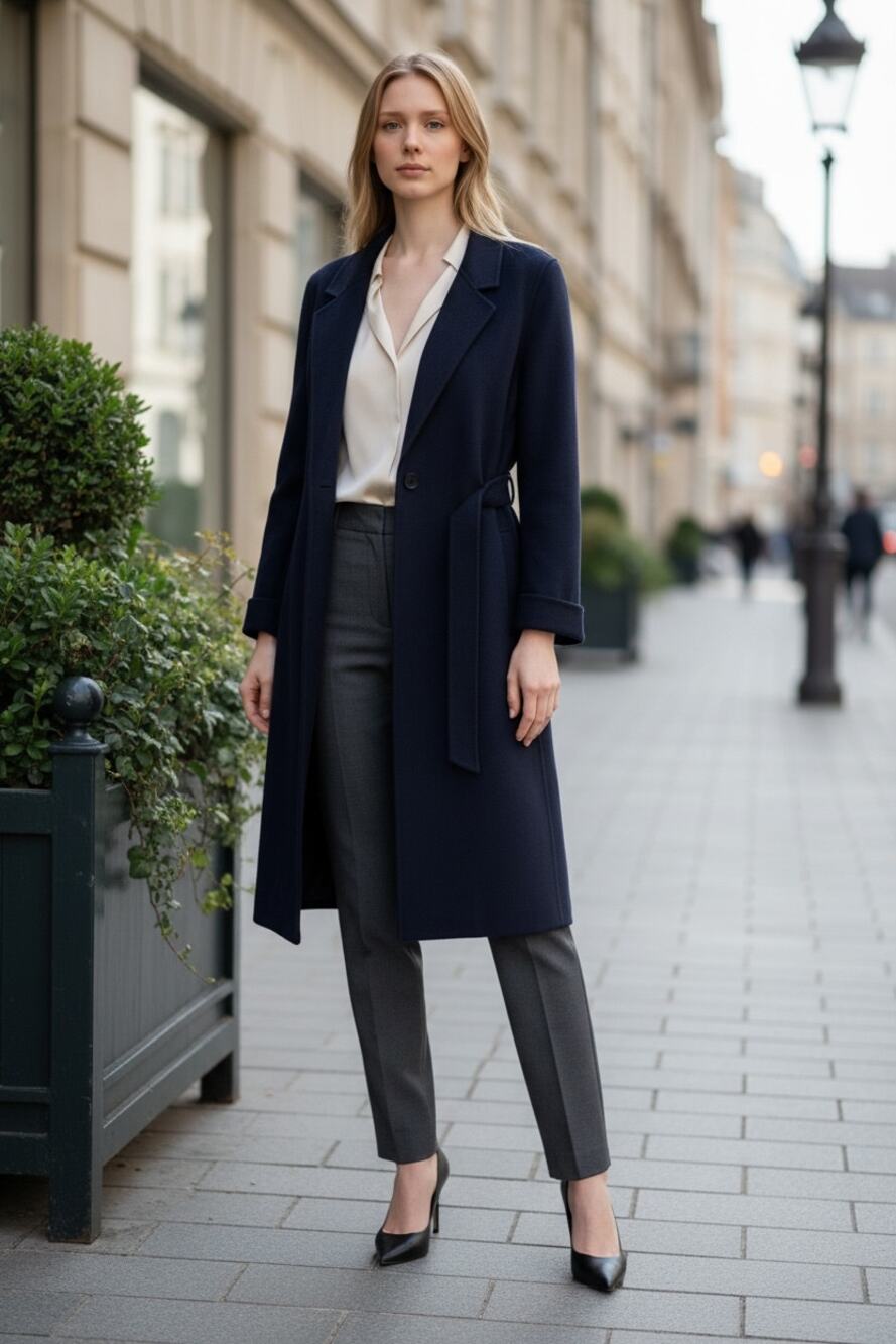 REISS Elise Belted Coat Size 14 NEW Navy Blue $610 Jacket Trench Soft